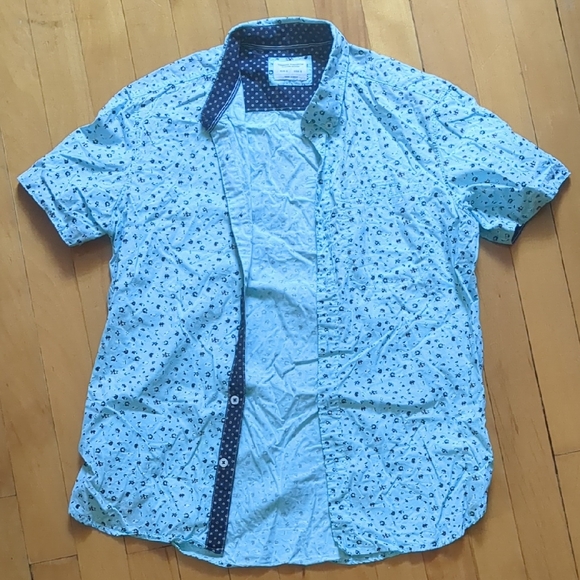 Other - Men's Blue Patterned Short Sleeve Shirt